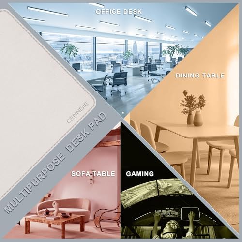 CENNBIE 35.5" x 16" Leather Desk Mat,Computer Mouse Pad for Office(Cream) - Image 5