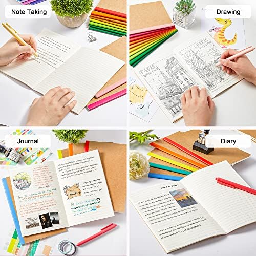 feela 16 Pack Composition Notebooks Bulk, Kraft Cover Lined Blank College Ruled Composition Travel Journals with Rainbow Spines For Women Students Business, 60 Pages, 8.3”x 5.5”, A5, 16 Colors - Image 5