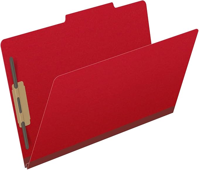 25 Pt. Pressboard Classification Folders, 2/5 Cut ROC Top Tab, Legal Size, No Dividers, Deep Red (Box of 25) - Image 2