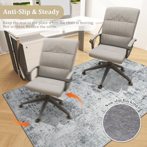 chakme Office Chair Mat for Hardwood Floor, 48"x36" Easy Glide Computer Desk Mat Protector for Rolling Chair Under Desk Rug Nonslip Backing, Machine Wash, (Boho) - Image 5