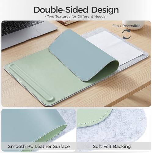 Premium Double-Sided Faux Leather Desk Pad – Non-Slip, Waterproof, with Magnetic Cable Organizer & File Storage – Designed for Offices & Creative Spaces – Durable & Easy to Clean（Green） - Image 4