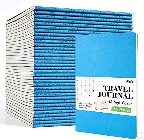 36 Pack Soft Cover Journal Bulk, Feela Lined Blank Travel Journal for Women Men Writing, Notebooks College Ruled for Work, Note Taking Notebook School Business Supplies, 8.2” x 5.5”, A5, Blue by feela