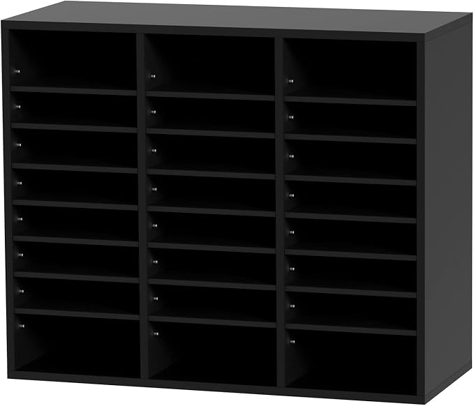 VEVOR Literature Organizers, 24 Compartments Office Mailbox with Adjustable Shelves, Wood Literature Sorter 29x12x24.4 inches for Office, Home, Classroom, Mailrooms Organization, EPA Certified Black - Image 9