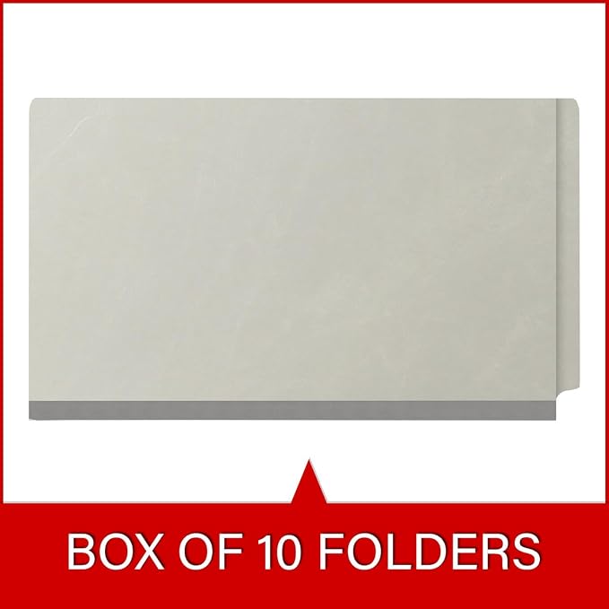Ecom Folders Top Tab Pressboard Classification Folders | Legal Size 25 Pt Stock with 1 Divider | 2/5 Cut ROC Tab for Medical & Office Filing | 4 Filing Sections | Light Gray, Box of 10 - Image 6
