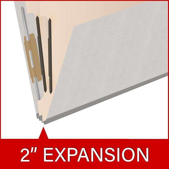 Heavy Duty End Tab Color Folders, 2/5 Cut ROC Top Tab, Letter Size, 2 Divider, Grey (Box of 10) - Image 7