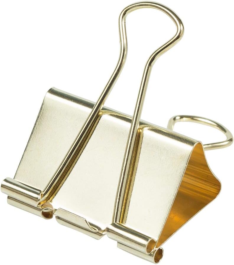 JAM PAPER Colorful Binder Clips - Large - 1 1/2 Inch (41 mm) - Gold Binderclips - 12/Pack - Image 4