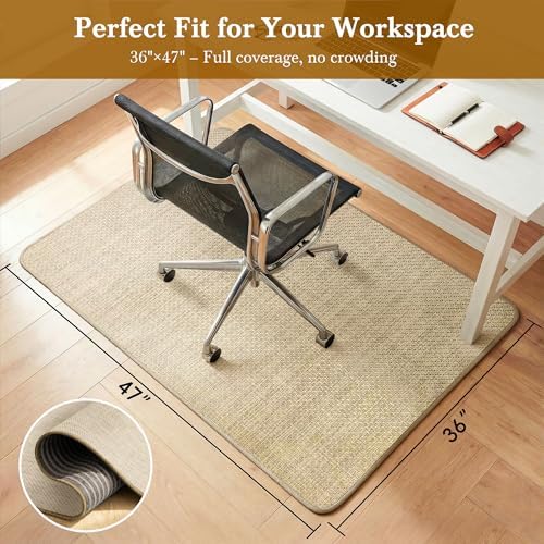 Aothia Textilene Chair Mat for Hardwood Floors - Heavy Duty Non-Slip Desk Floor Protector, Durable PVC & Polyester Blend, Easy to Clean, Ideal for Home Office (36"x47", Beige) - Image 4