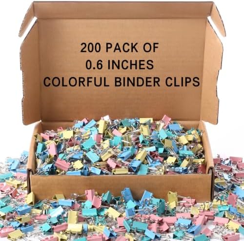 Jetec 200 Pcs Colorful 0.6 Inch Binder Clip Paper Clamp Metal Paper Clip - Image 7