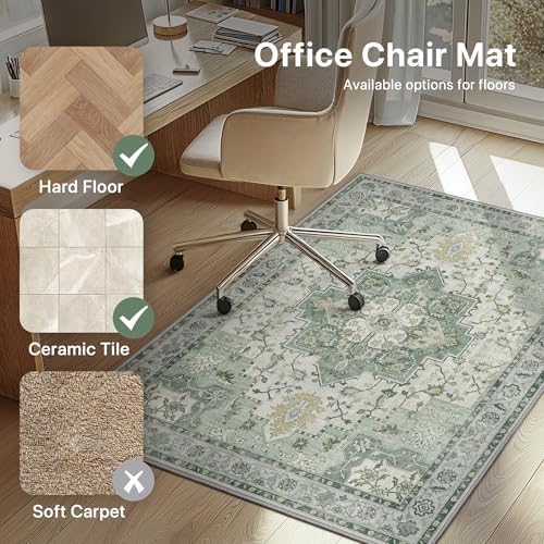 36"x60" Office Chair Mat for Hardwood Floor, Non-Slip Washable Green - Image 3
