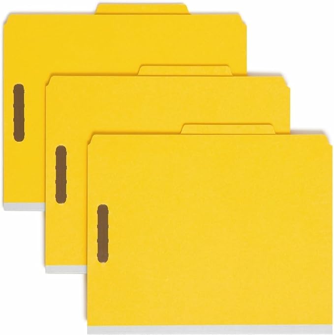 Smead 14064 Pressboard Classification Folder 2-Inch Exp. Two Dividers Letter Yellow 10/Box by SMEAD