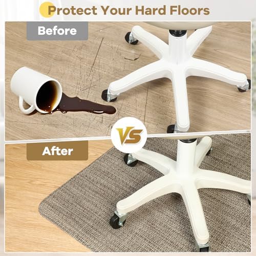 BesWin Large Office Chair Mat for Hardwood Floor, 48" x 60" Desk Floor Mat for Rolling Chair, Heavy Duty Anti-Slip Floor Protector Rug for Home Office, Brown - Image 2
