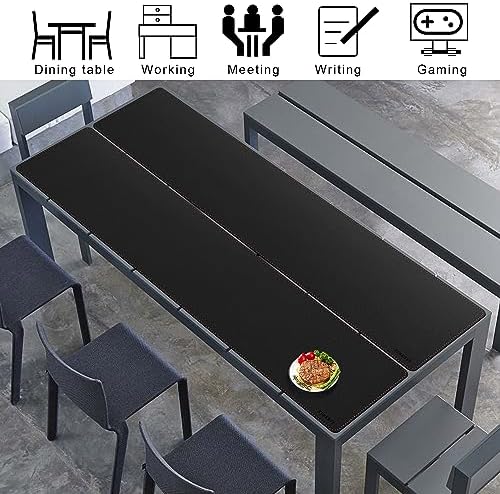 ZORESYN PU Leather Desk Mat 70.9 "x15.8 Black - Image 3