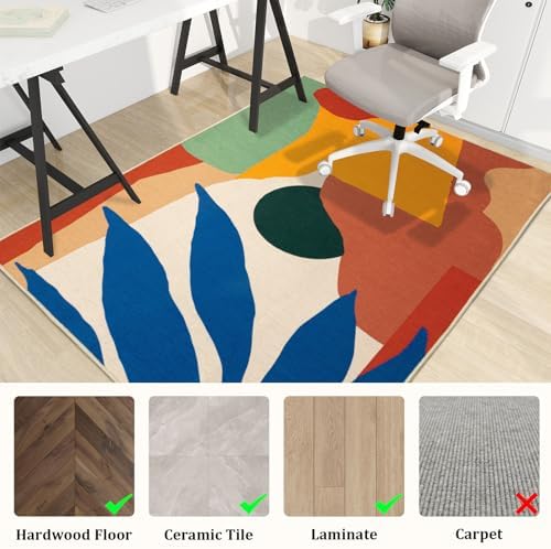 Office Chair Mat for Hardwood Floor, 48"x36" Easy Glide Computer Desk Mat Protector for Rolling Chair Under Desk Rug Nonslip Backing, Machine Wash (Modern) - Image 3