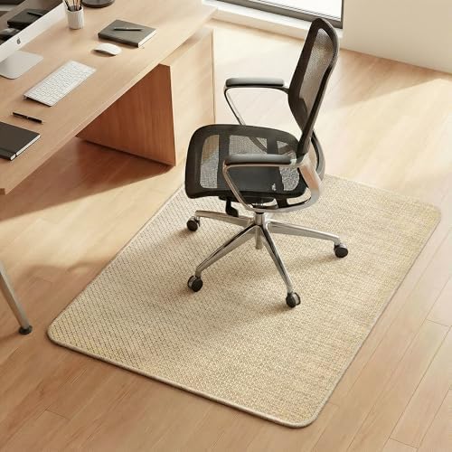 Aothia Textilene Chair Mat for Hardwood Floors - Heavy Duty Non-Slip Desk Floor Protector, Durable PVC & Polyester Blend, Easy to Clean, Ideal for Home Office (36"x47", Beige) by AothiaSimpleNaturalUnique
