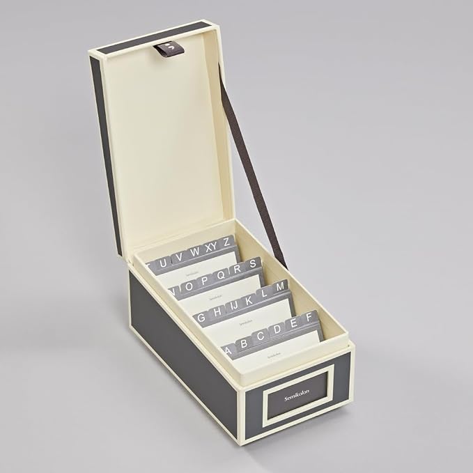 Semikolon - Business Card Box with Alphabetical Tabs, Lava Stone - Image 2