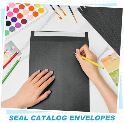 100 Pcs 9'' x 12'' Catalog Envelopes Self Adhesive Manila, Black - Image 6