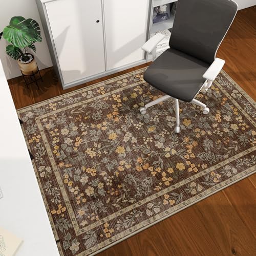 chakme Office Chair Mat for Hardwood Floor, 60"x45" Easy Glide Computer Desk Mat Protector for Rolling Chair Under Desk Rug Nonslip Backing, Machine Wash, (Floral) by CHAKME