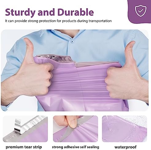 Fuxury 500 Pcs Poly Mailers 14.5x19 Inch, Bulk Shipping Bags for Clothing, Strong Adhesive Shipping Envelopes for Small Business Suppliers,Waterproof Mailers Poly Bags Mailing Envelopes Purple - Image 4