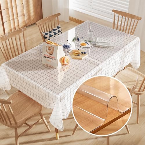 Crystal Clear Plastic Table Cover Protector, 42" x 78" Desk Pad Mat by FURKIT