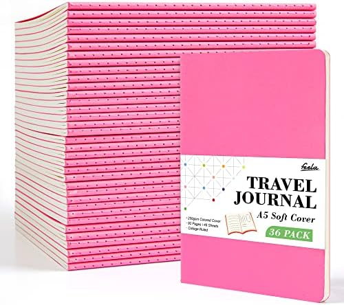 36 Pack Soft Cover Journal Bulk, Feela Lined Blank Travel Journal for Women Men Writing, Notebooks College Ruled for Work, Note Taking Notebook School Business Supplies, 8.2” x 5.5”, A5, Berry by feela