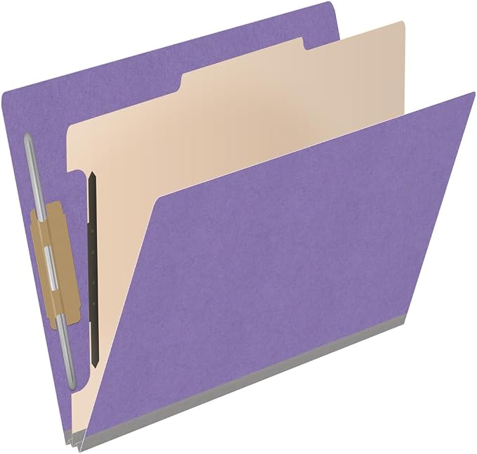 Ecom Folders Heavy Duty Top Tab Classification Folders | Letter Size 18 Pt Stock with 1 Divider | 2/5 Cut Right Position Tab for Medical, Legal and Office Documents | Purple, Box of 10 - Image 2