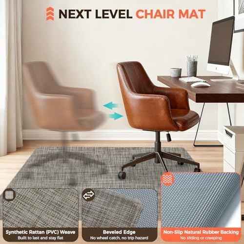 BAGAIL Office Chair Mat for Hardwood Floor, 35"x47" Heavy Duty Computer Chair Mat - Fast Flat & Smooth Glide - Non-Slip Desk Chair Floor Protector for Home Office - Brown - Image 2