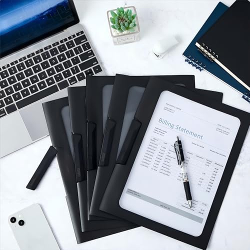 Yeaqee 50 Pcs Clear Report Covers with Clip Sliding Bar Locking Report Folder Cover Plastic Presentation Folders Binder Portfolio for Letter Size Document Paper Resume, Black 9 x 11.4 Inch - Image 6