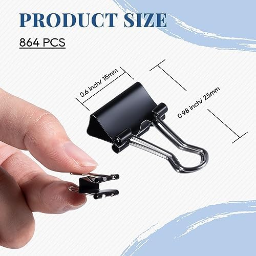 EFOK Small Binder Clips 864 PCS Mini 15mm Paper Clip 5/8 Inch Paper Clamps - Image 2