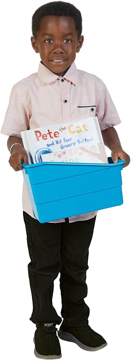 Really Good Stuff Durable Book and Binder Holders - 12 Pack, Blue Neon, 5.5" x 12.5" x 7.5", Classroom Organization, Storage Solution, Sturdy and Versatile | 5.5" x 12.5" x 7.5", Classroom Organization, Storage Solution, Sturdy & Versatile - Image 7