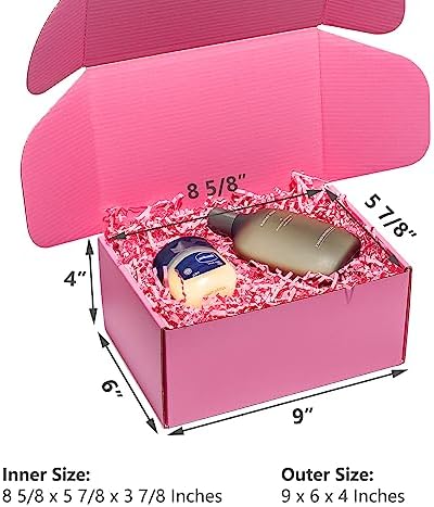Timirog Shipping Boxes 9x6x4 Inches 25 Pack Pink Corrugated Cardboard Mailing Box for Small Business, Cute Tab Locking Literature Mailer Packaging Supplies for Packing Gifts Craft DVD - Image 2