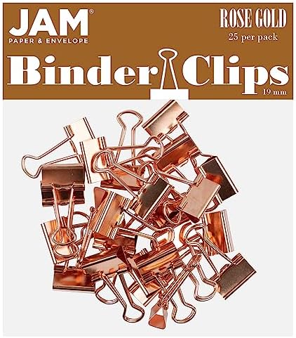 JAM PAPER Colorful Binder Clips - Small - 3/4 Inch (19 mm) - Rose Gold Binderclips - 25/Pack by JAMPaper