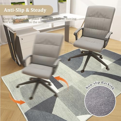 Office Chair Mat for Hardwood Floor, 48"x36" Easy Glide Computer Desk Mat Protector for Rolling Chair Under Desk Rug Nonslip Backing, Machine Wash (Modern) - Image 5