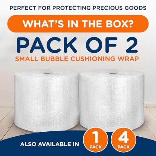 Campior Small Bubble Cushioning Wrap for Moving and Shipping - 175 Ft Bubble Packing Wrap for Packaging Boxes and Mailers, Clear Bubble Roll Moving Supplies, Perforated Every 12 inches, Pack of 2 - Image 2