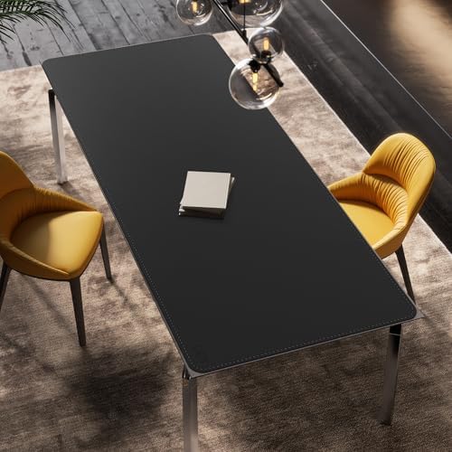 Cacoy 66.9'' x 27.5'' Leather Desk Pad Blotter Protector, Large Gaming Keyboard Mouse Pad, Faux Leather Desk Mat for Desktop and Laptop, Waterproof XXXL Extended Desktop Keyboard Mouse Mat, Black - Image 4