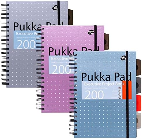 Pukka Pad 5 Subject Spiral Notebook 12-Pack - 200 Pages, 100 Sheets of 80GSM Paper with Repositionable Dividers & Perforated Edges for School & Office Planning & Organization - B5-7 X 10, Metallic by PukkaPad