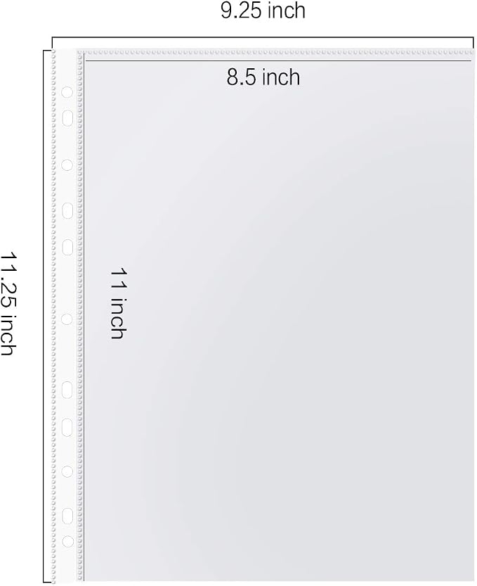 Sheet Protectors, PANDRI 600 Pack Clear Heavy Duty Plastic Page Protectors Sheet Reinforced 11-Hole Fit for 3 Ring Binder Fits Standard 8.5 x 11 Paper, 9.25 x 11.25 Top Loaded, Excluding Acid - Image 2