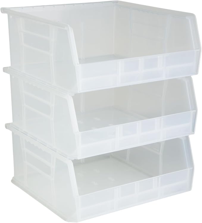HE HUDSON EXCHANGE 11" x 11" x 5" (3 Pack) Plastic Stackable Storage Bin, Clear by HudsonExchange