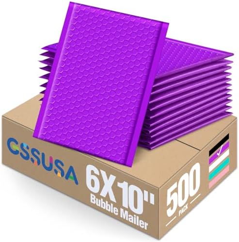 GSSUSA Purple Bubble Mailers 6x10 500 Pack, Self Seal Padded Envelopes by GSSUSA