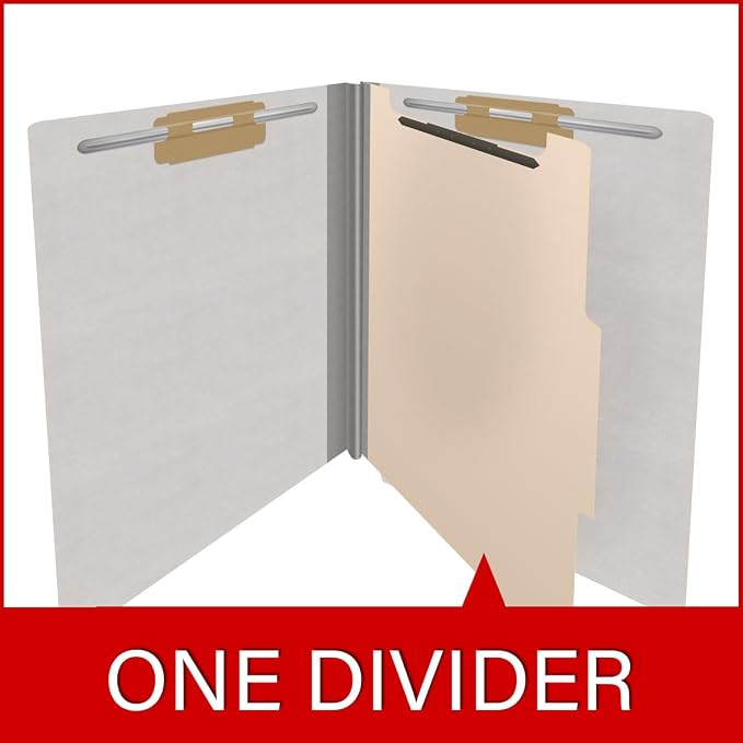 Ecom Folders Heavy Duty Top Tab Classification Folders | Letter Size 18 Pt Stock with 1 Divider | 2/5 Cut Right Position Tab for Medical, Legal and Office Documents | Grey, Box of 10 - Image 8