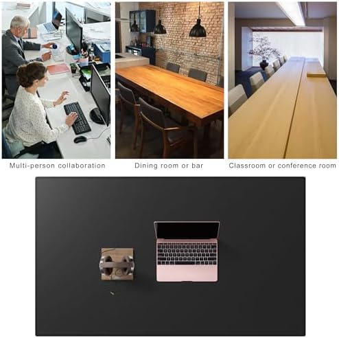 Cacoy 59x35.4 Inch Leather Desk Mat, XXL Large Computer Mouse Pad, PU Leather Desk Pad Blotter Protector, Office Table Cover, Multifunctional Desktop Matt for Desktop, Laptop Mouse Mat (Black) - Image 7