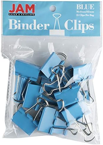 JAM PAPER Colorful Binder Clips - Medium - 1 1/4 Inch (32 mm) - Blue Binderclips - 15/Pack - Image 6