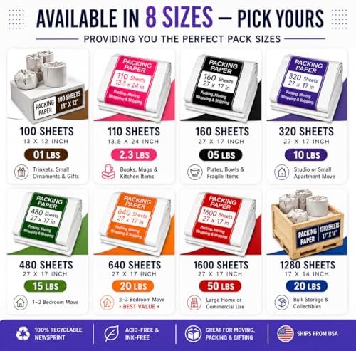 Packing Paper Sheets for Moving, 110 Sheets, 13.5 x 24 Inch, 2.3 lb - Image 2