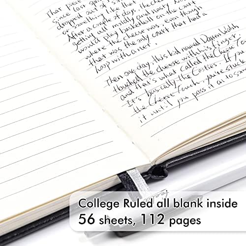 feela 15 Pack Pocket Small Notebooks Bulk, Mini Cute Notepads Hardcover College Ruled Lined Journals with Pen Holder for School Business Memos, with 15 Black Pens, 3.5”x 5.5”, A6, Black - Image 3