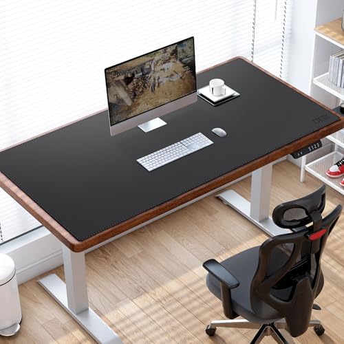 Cacoy 51" x 24" Leather Desk Mat Protector, Waterproof Desk Blotters, Black - Image 2