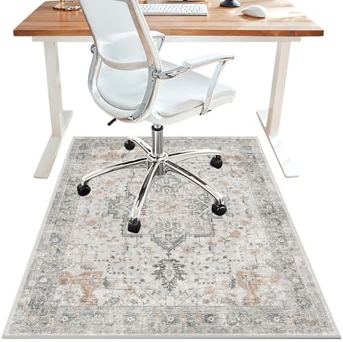 48"x60" Office Chair Mat for Hardwood Floor, Non-Slip Washable Taupe by BESBLEE