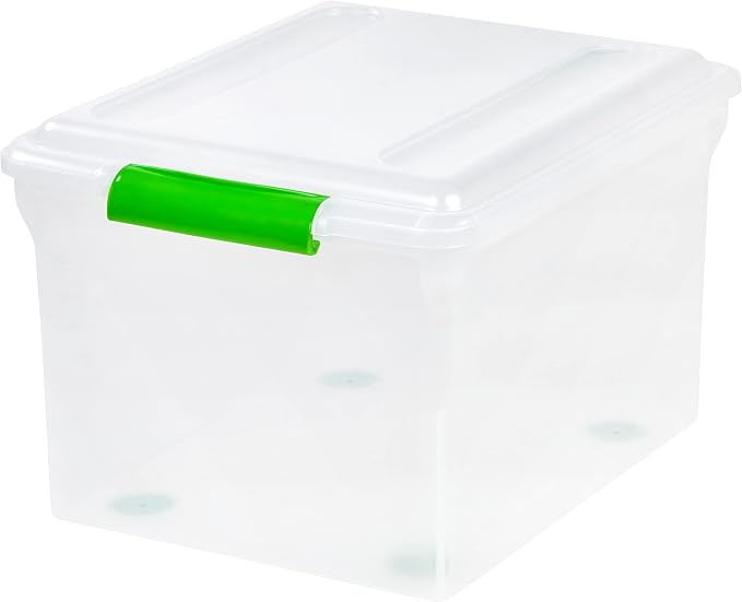 IRIS USA 4-Pack 35 Qt. File Box Organizer with Lid, Clear | Store documents and supplies with a secure closure, easy access, and organized storage for home or office use - Image 8