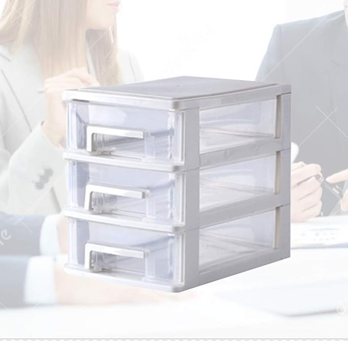 STOBOK 2pcs Transparent Drawer Type Storage Box Layers Mini Organizer for Cosmetics Sundries White Clear Plastic Makeup Storage for Desktop - Image 8