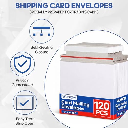 120 Pack Card Shipping Envelopes, 7x4.35in Self-Seal Hard Cardboard Mailers, for Mailing Semi-Rigid and Toploaders, Trading, Sports, Baseball Cards Mailing - Image 4