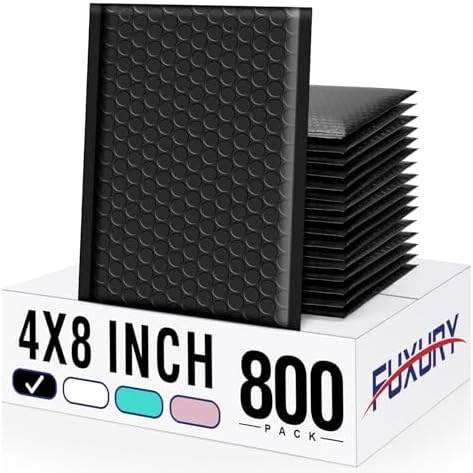 Fuxury Bubble Mailers 4x8" 800Pcs Bulk, Waterproof Padded Envelopes by Fuxury