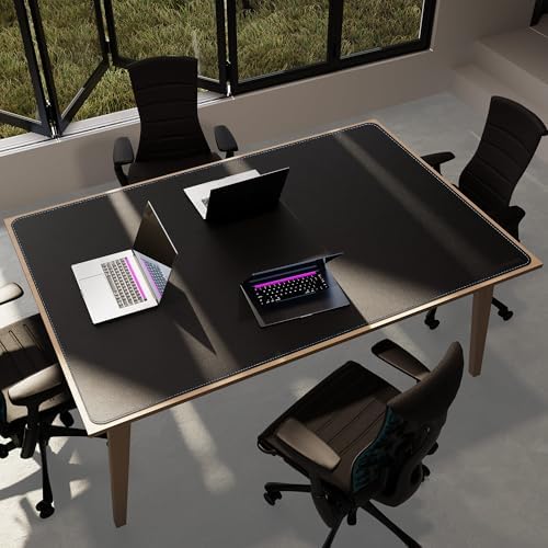CENNBIE HUGE180 70.8" x 47" Black Leather Desk Mat for Conference Table, Dining Table, Work Table, Banquet Tables, Library Table - Image 5